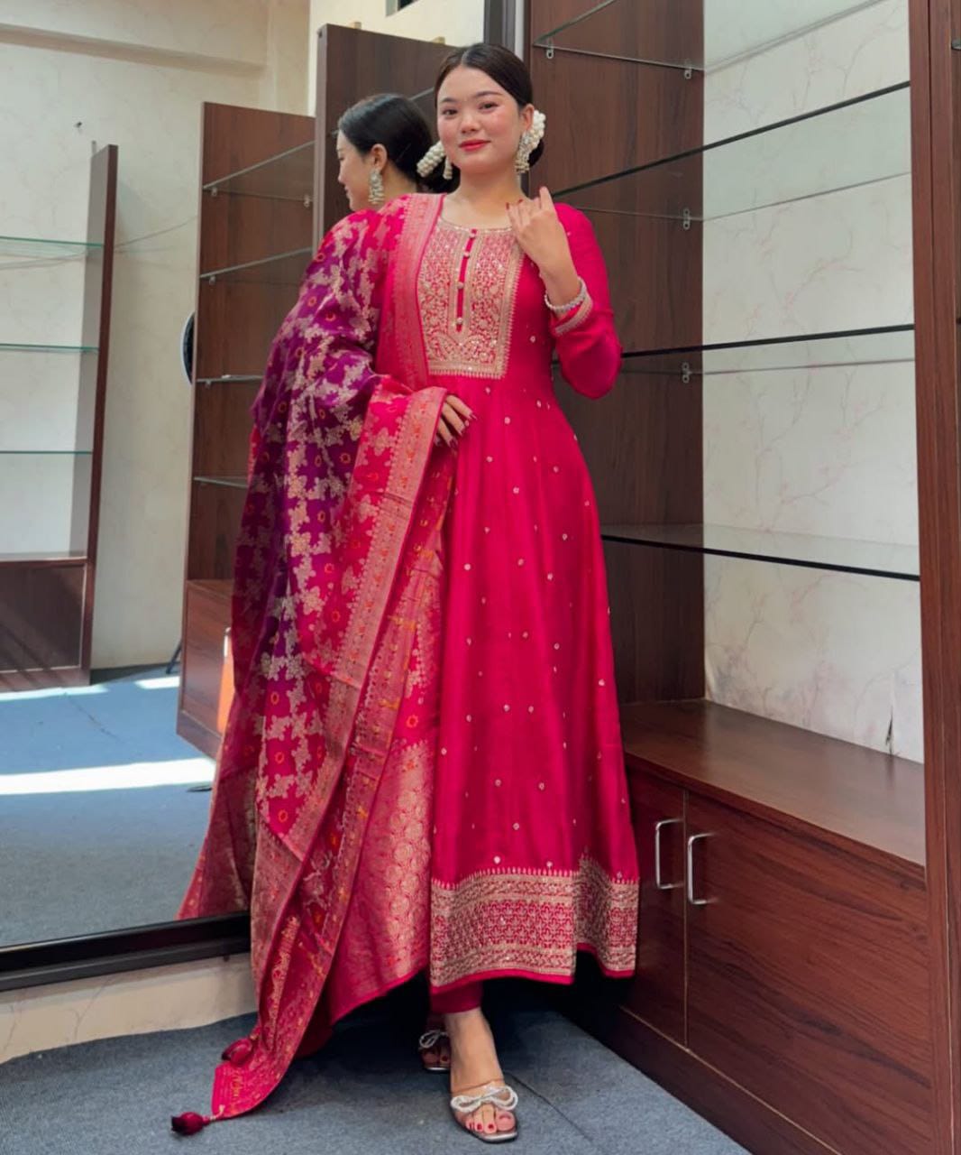 Maverick Fusion Anarkali Flared Kurti–Pant–Dupatta Set